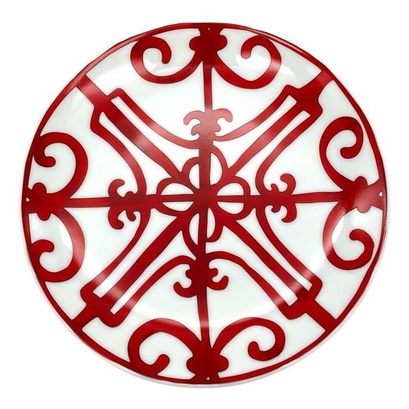 Hermes Gadarkivir Plate Porcelain Red White 17cm (669in)...